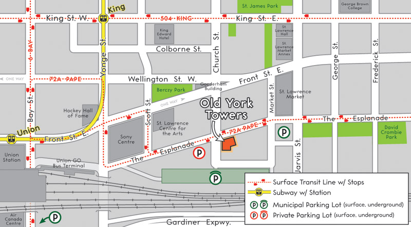 Map to Old York Towers Seniors Residence